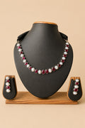 Pink & Pearl Oxidised Neckwear Set