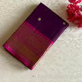 Deep Plum Kanjeevaram Pure Silk Saree With Magenta Border