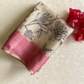 Classic Tussar Beige With Pastel Dusty Rose With Designer Zari weave