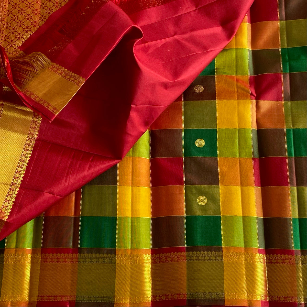 Exquisite Multi Checkered Pure Zari Kanjeevaram Stunner