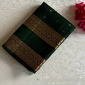 Forest Green Designer Pure Silk Saree With Metallic Gold Border
