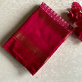 Micro Checkered Pink Pure Ikkat Handloom Silk With Ikkat Woven Pallu & Blouse