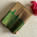 Stunner Antique Gold With Lustrous Green Handwoven Pure Raw Silk