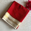 Mysore Crepe Silk Scarlet Red Saree With Scarlet Red Pallu And Zari Border