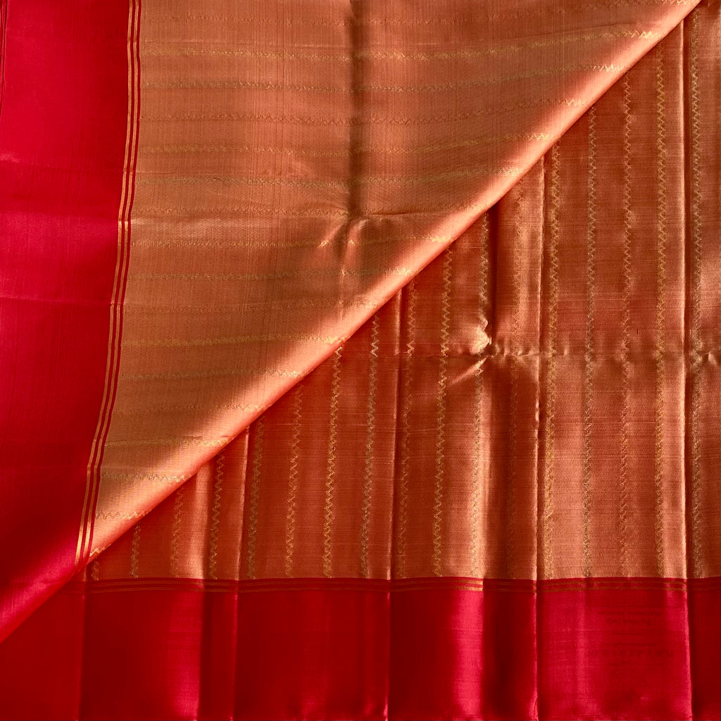 Rani Pink And Copper Designer Pure Silk Saree With Zari Border