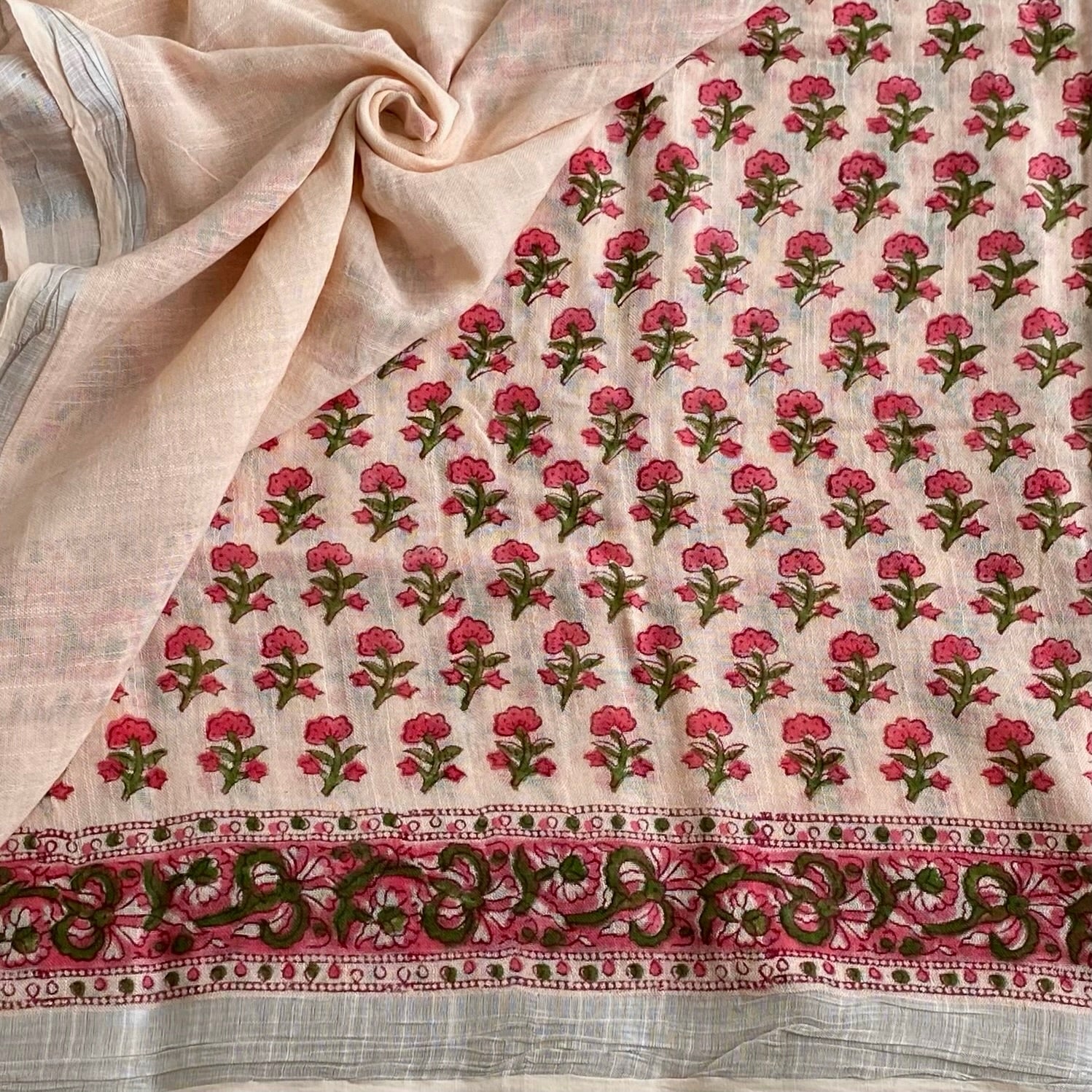Dreamy Summer Pastel Sorbet - Block Printed Soft Linen Elegance