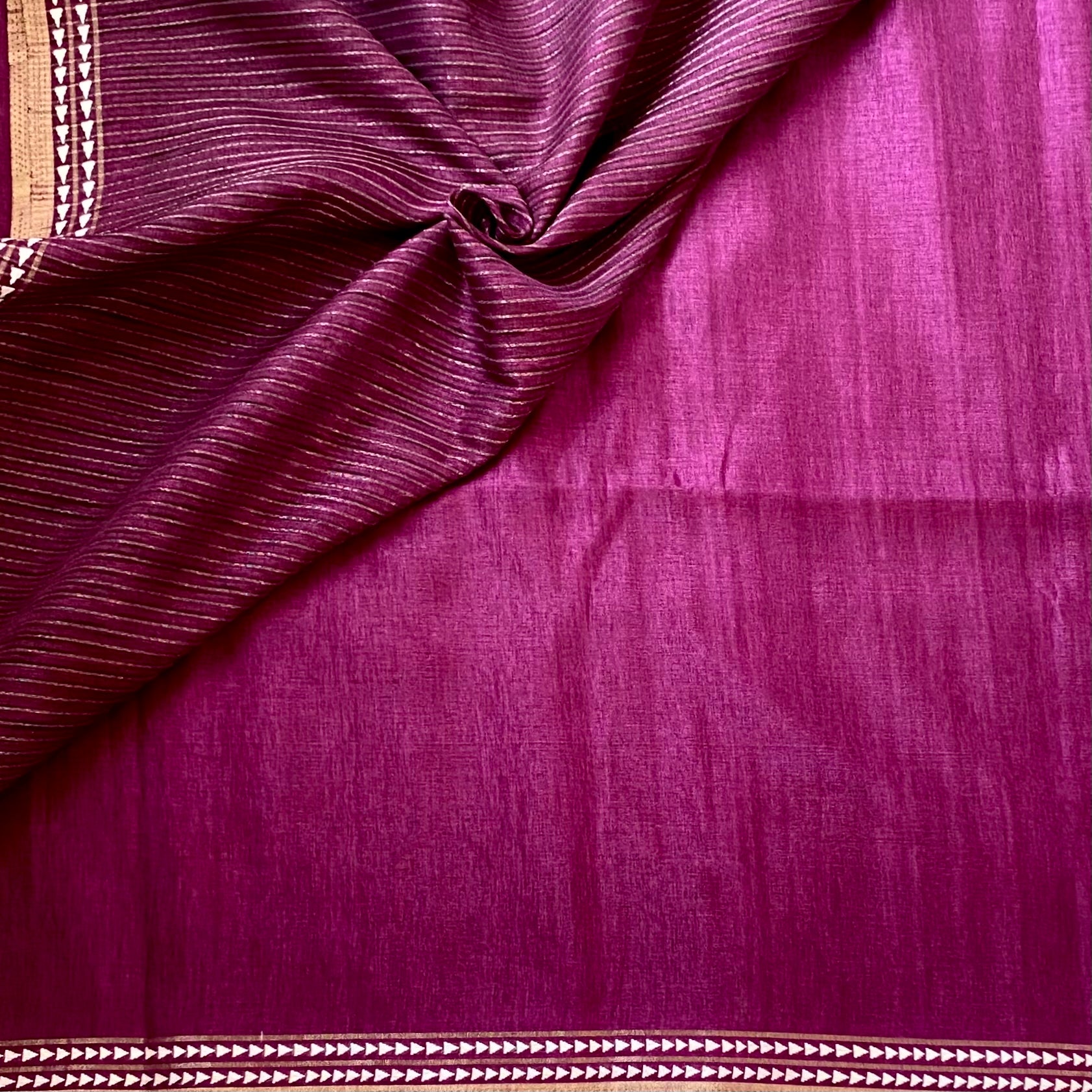Deep Magenta Luxurious Tussar with tiny borders