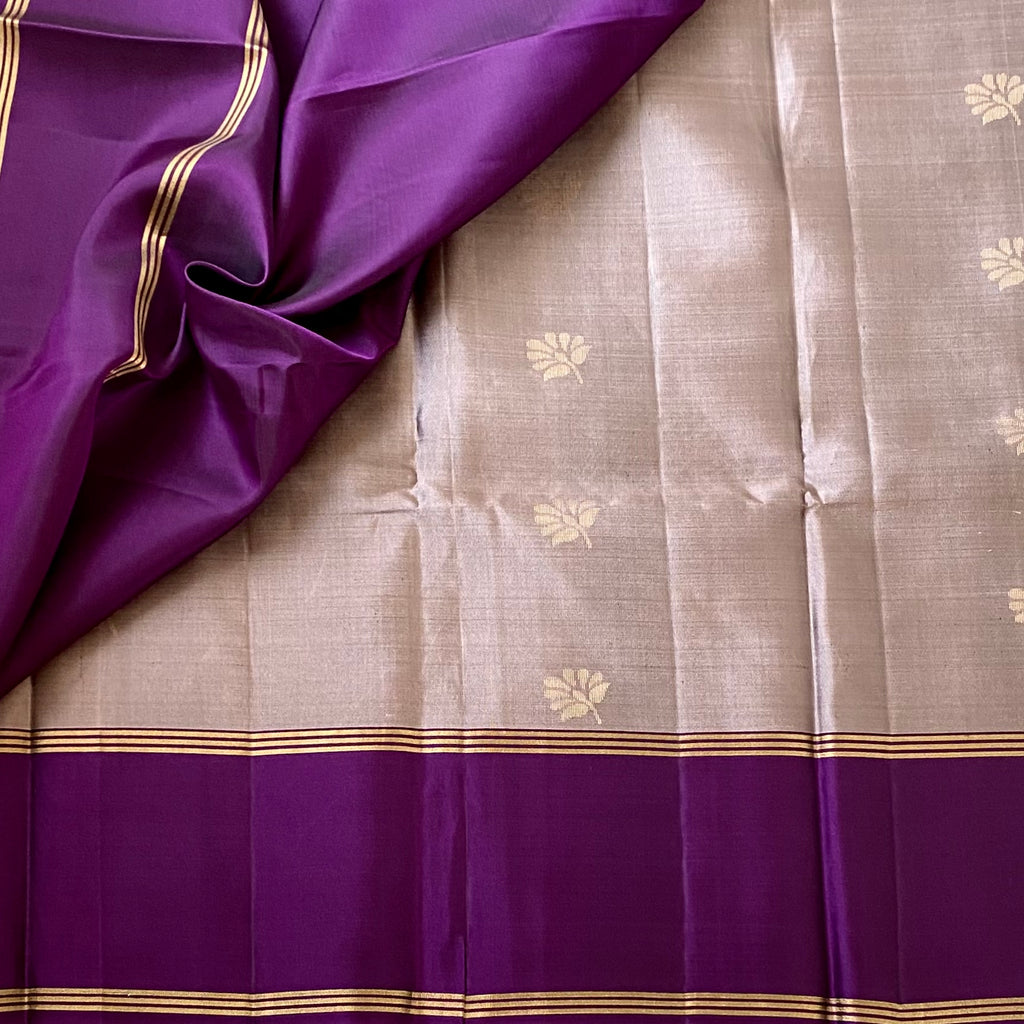 Magenta Silk Saree Gold Zari Floral Border Traditional Wedding Wear