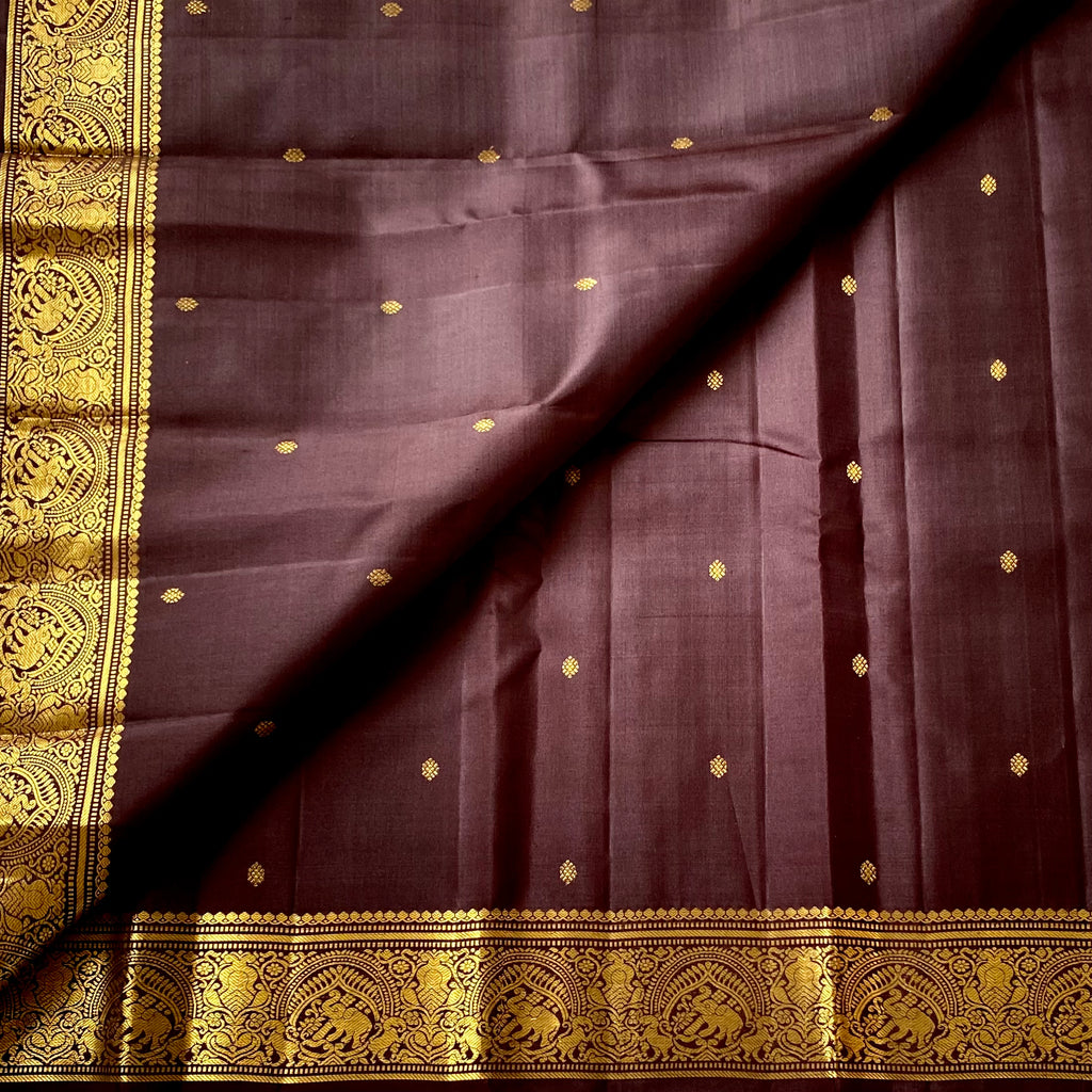 Coffee Brown handwoven Pure Kanjeevaram with Pure Zari
