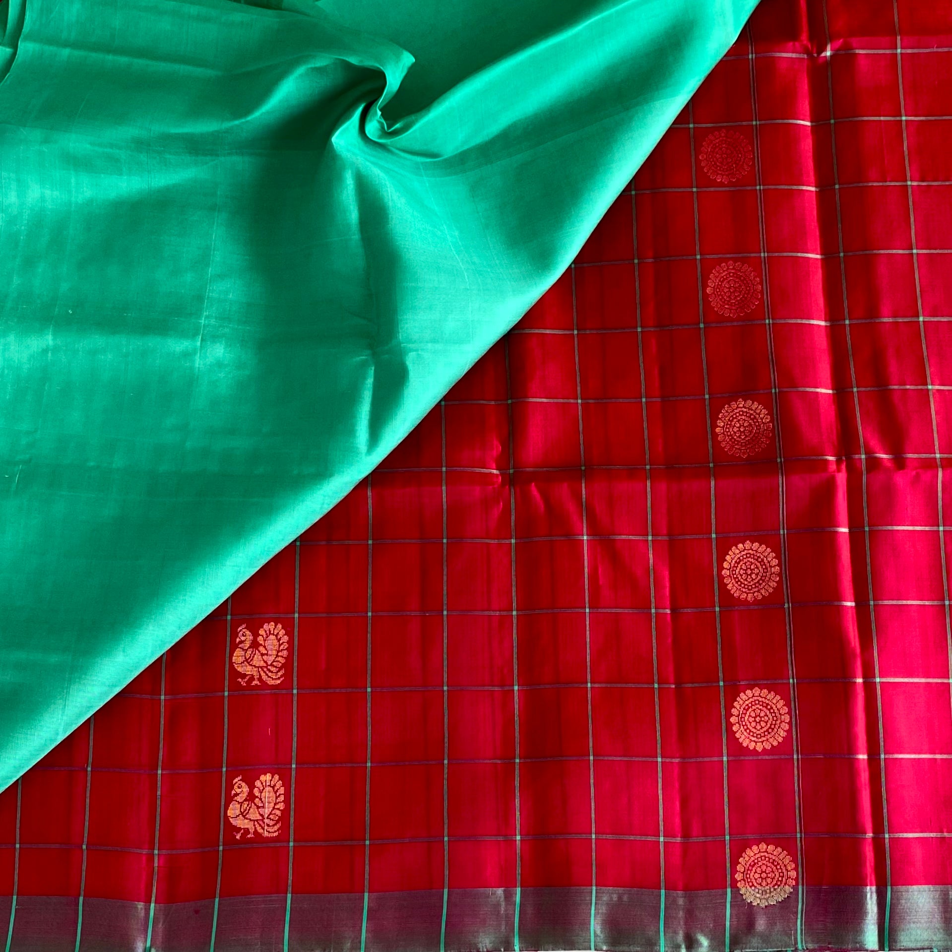 Pomegranate Pink Designer Pure Silk Saree With Turquoise Pallu