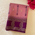 Plum Rose Pink Brocade Saree with Antique Gold Paisley Weave