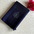 Deep Navy Blue Designer Pure Silk Saree With Antique Silver Weave