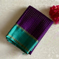 Royal Purple Designer Pure Silk Saree With Teal Green Pallu