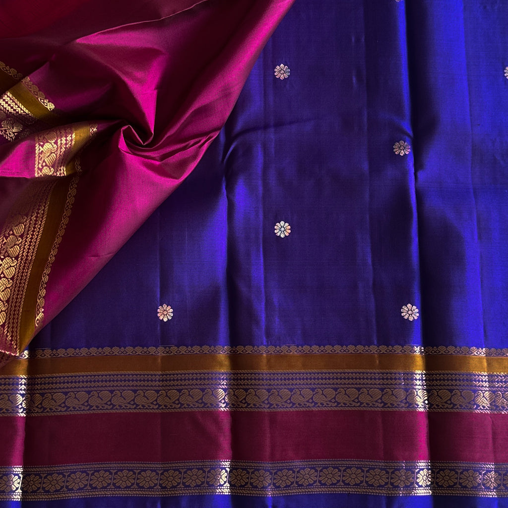 Royal Blue Magenta Kanjeevaram Beauty with Traditional Rich Pallu