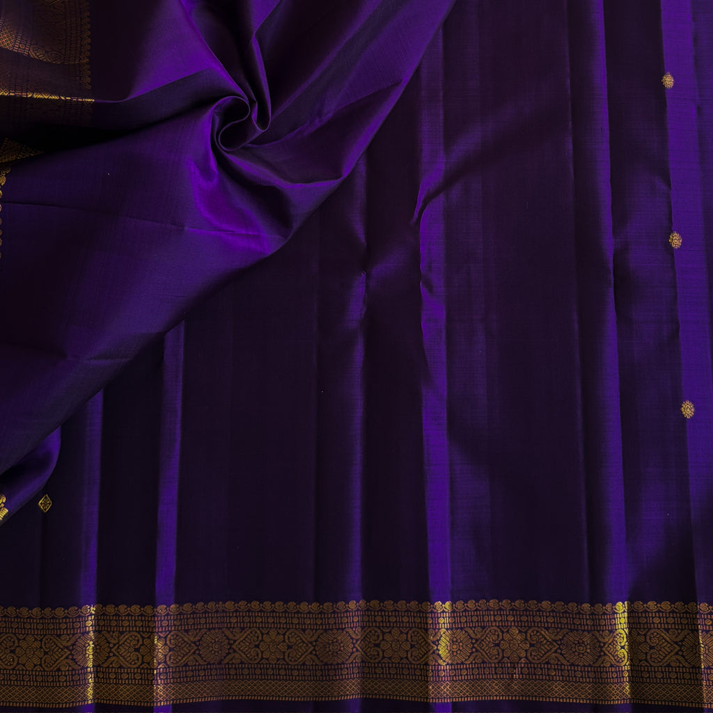 Royal Purple Silk Saree With Gold Woven Pallu And Border
