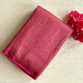 Magenta Gold Brocade Saree Elongated Paisley Pallu Wedding Wear Traditional