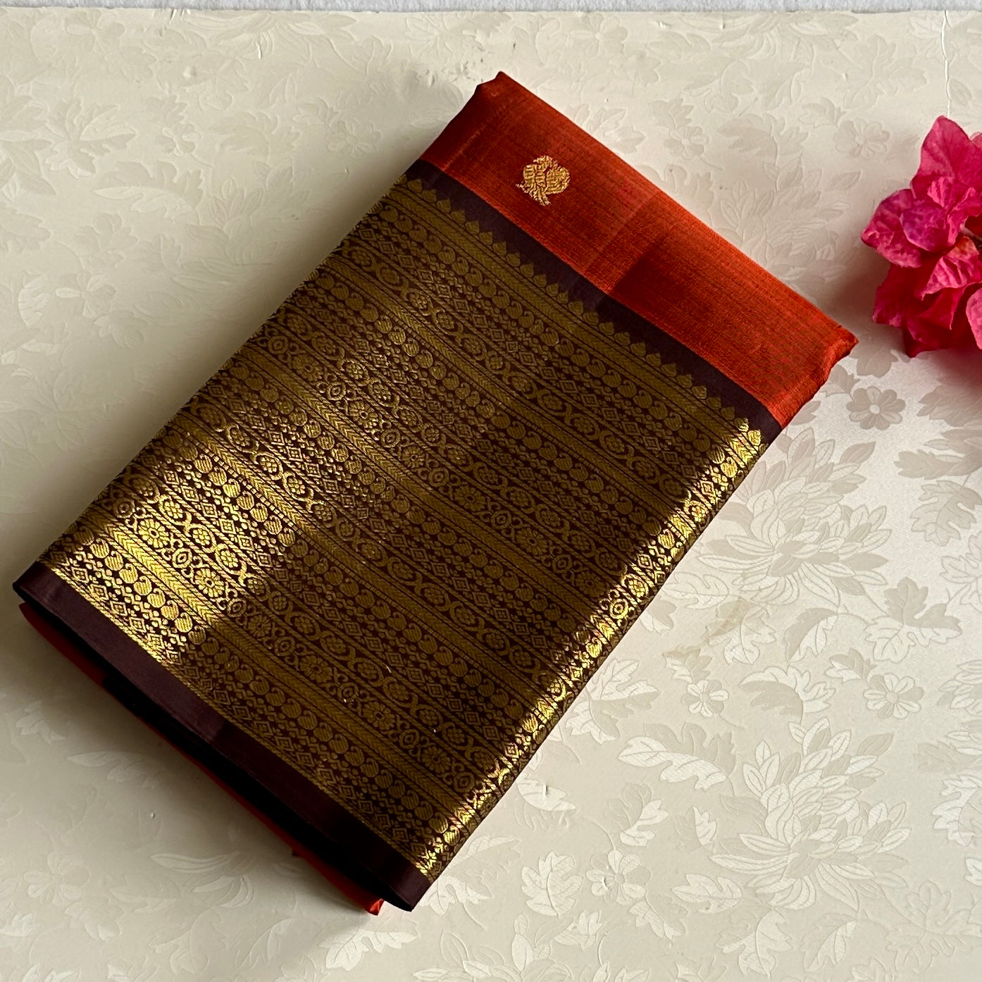 Purple Silk Saree Crimson Pallu Gold Zari Buttas Traditional Wedding