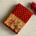 Burnt Orange Soft Crepe Silk Saree With Antique Gold Pallu