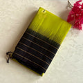 Chartreuse Navy Zari Saree Woven Chevron Motif Festive Traditional Silk