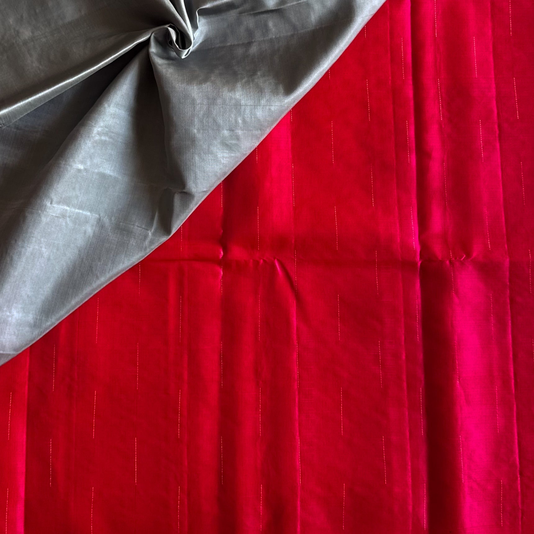 Hot Pink Woven Saree Silver Pallu Antique Gold Zari Floral Buta