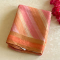 Coral Orange Silk Saree Rose Pink Stripes Gold Brocade Pallu