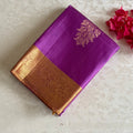 Lilac Lavender Designer Pure Silk Saree With Antique Gold Pallu