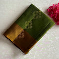 Leaf Green & Antique Mustard Gold Designer Pure Silk Saree With Woven Pallu