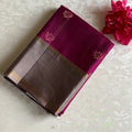 Rich Magenta & Taupe Grey Designer Pure Silk Elegance
