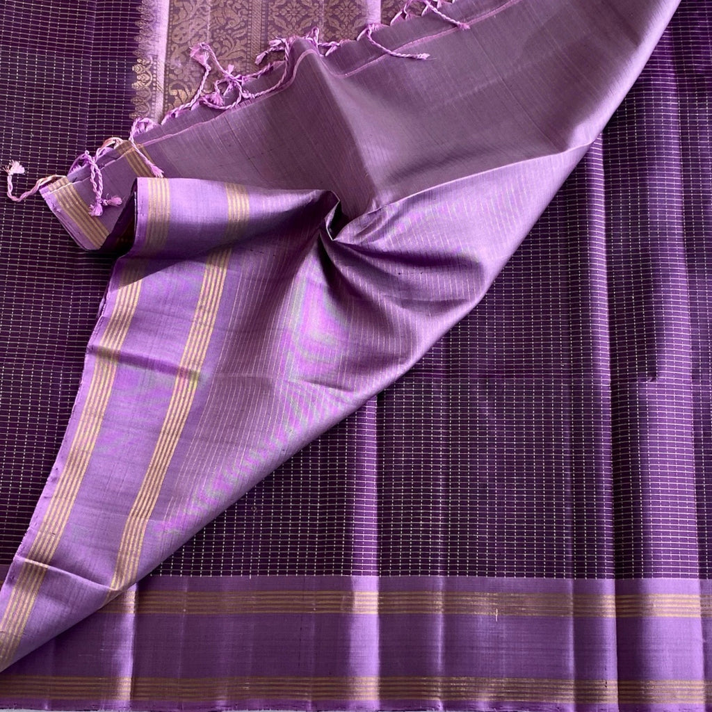 Plum Purple Designer Pure Silk Saree With Light Mauve Pallu