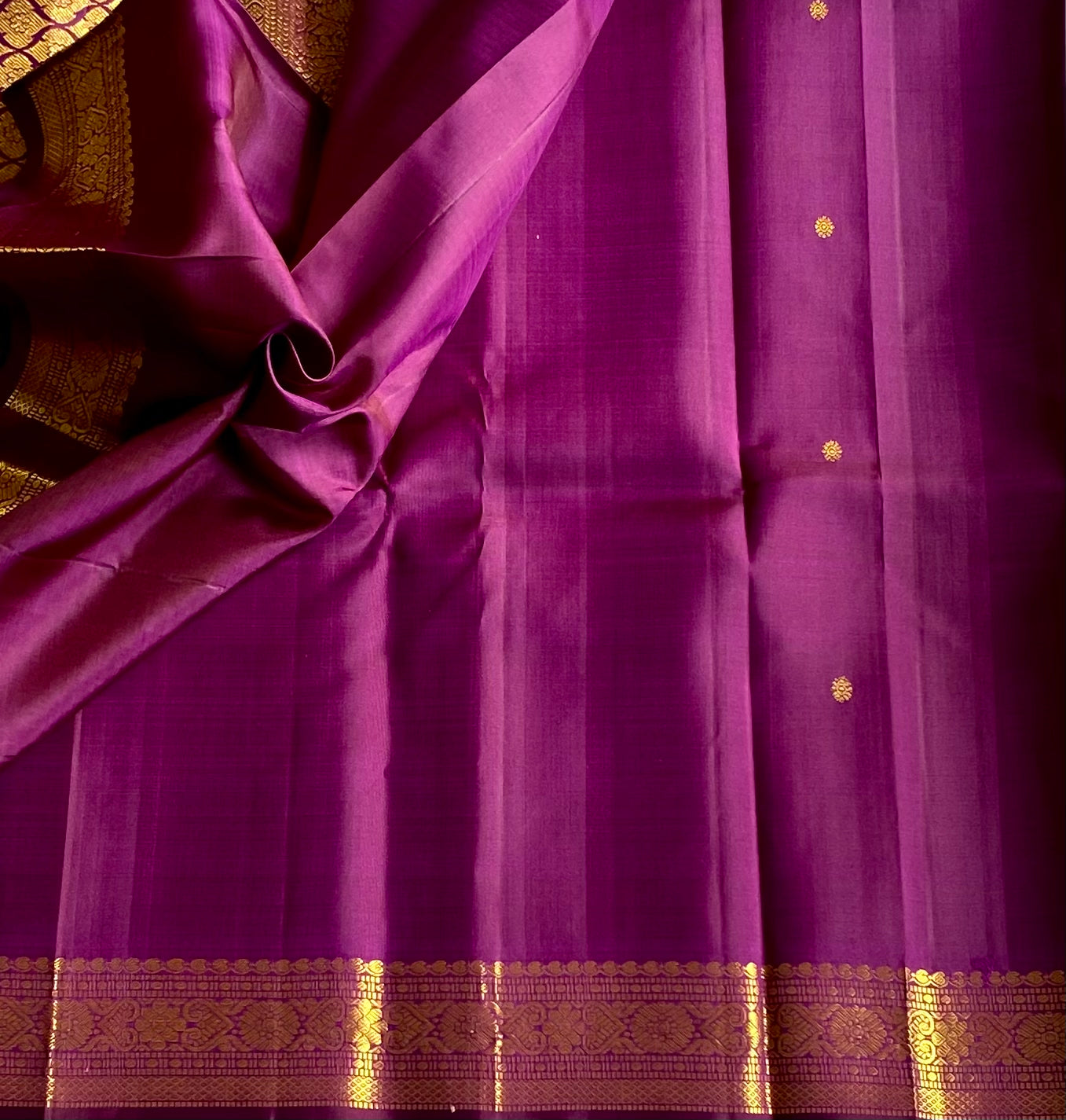Plum Purple Silk Saree With Gold Brocade Pallu And Border