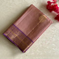 Rare Mauve Bronze Designer Pure Silk Saree Lavender Purple Zari Border Contrast Pallu