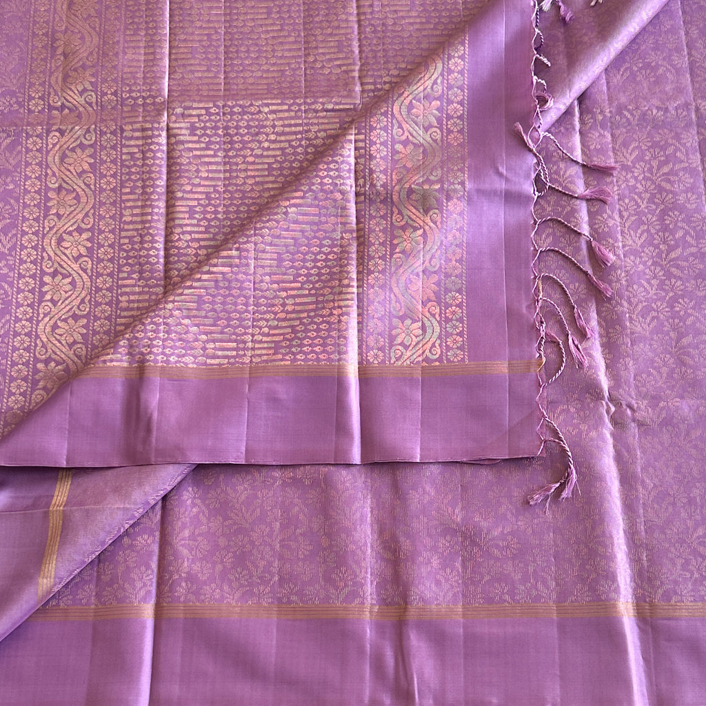 Lush Lavender Brocade Zari Woven Pure Handloom Silk