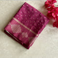 Deep Magenta Silk Saree Rose Gold Zari Floral Pallu Elegant