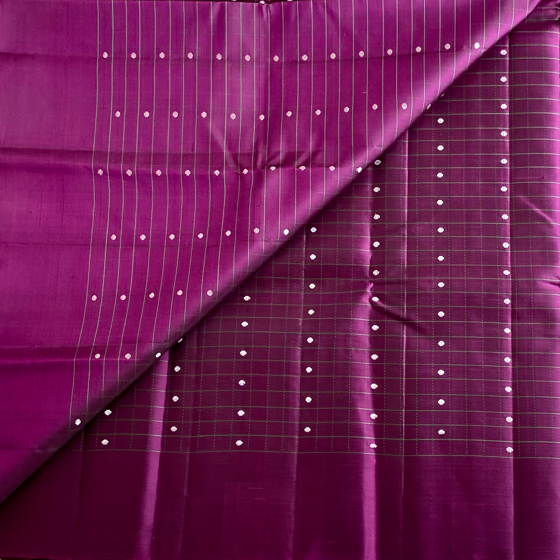 Deep Plum Designer Pure Silk Saree With Emerald Green Pallu