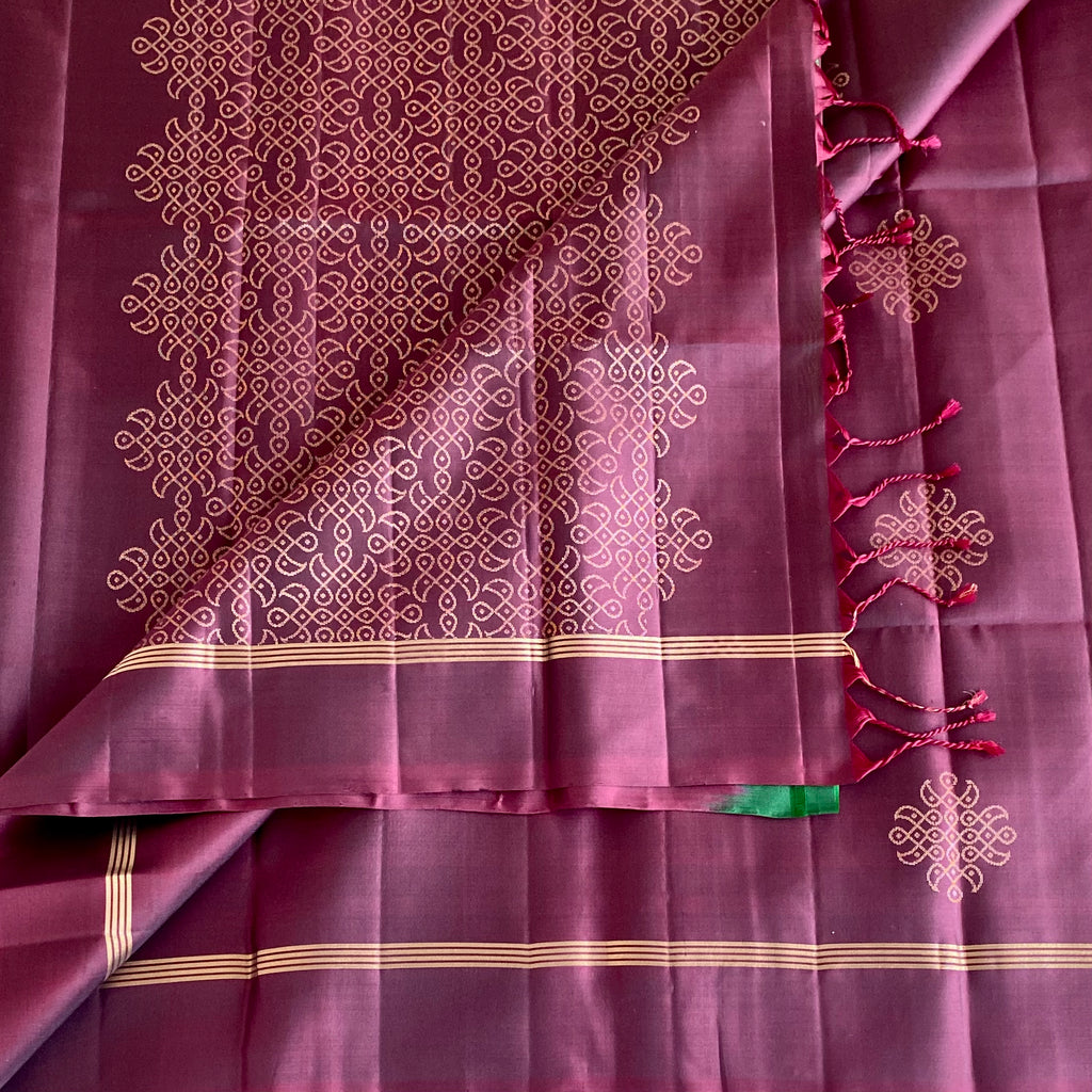 Burgundy Designer Pure Silk Saree With Antique Gold Zari Border