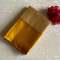 Champagne Beige Designer Pure Silk Saree With Mango Yellow Pallu
