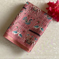 Dusty Rose Soft Tussar Silk Saree With Teal Blue Accents