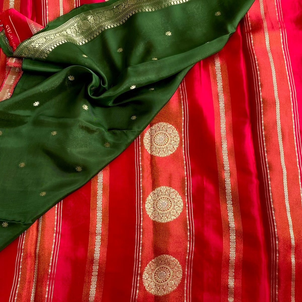 Shades of Red Soft Crepe Silk Saree With Antique Gold Pallu