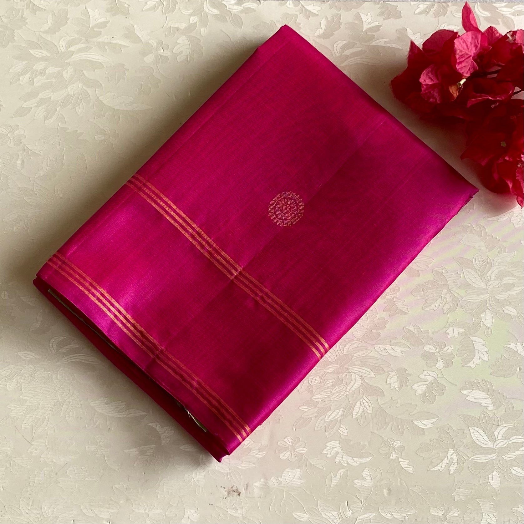Rani Pink Designer Pure Silk Saree With Pistachio Green Pallu