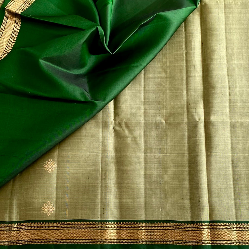 Pistachio Green Designer Pure Silk Saree With Emerald Green Pallu