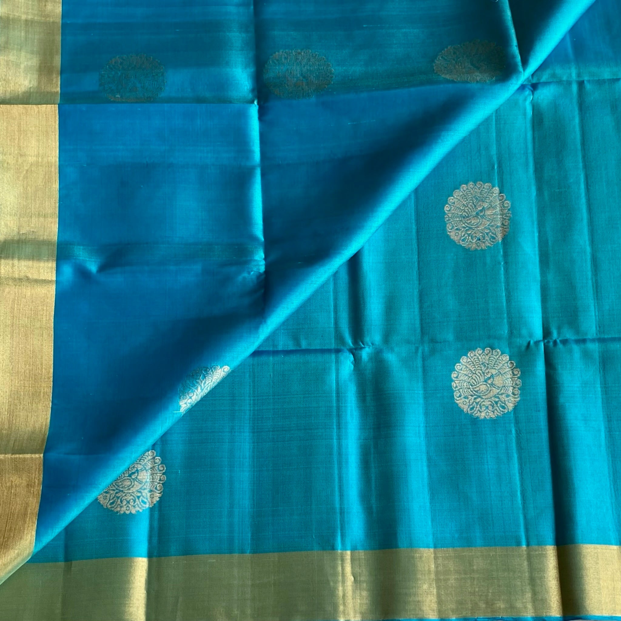 Sky Blue Designer Pure Silk Saree With Rose Pink Pallu