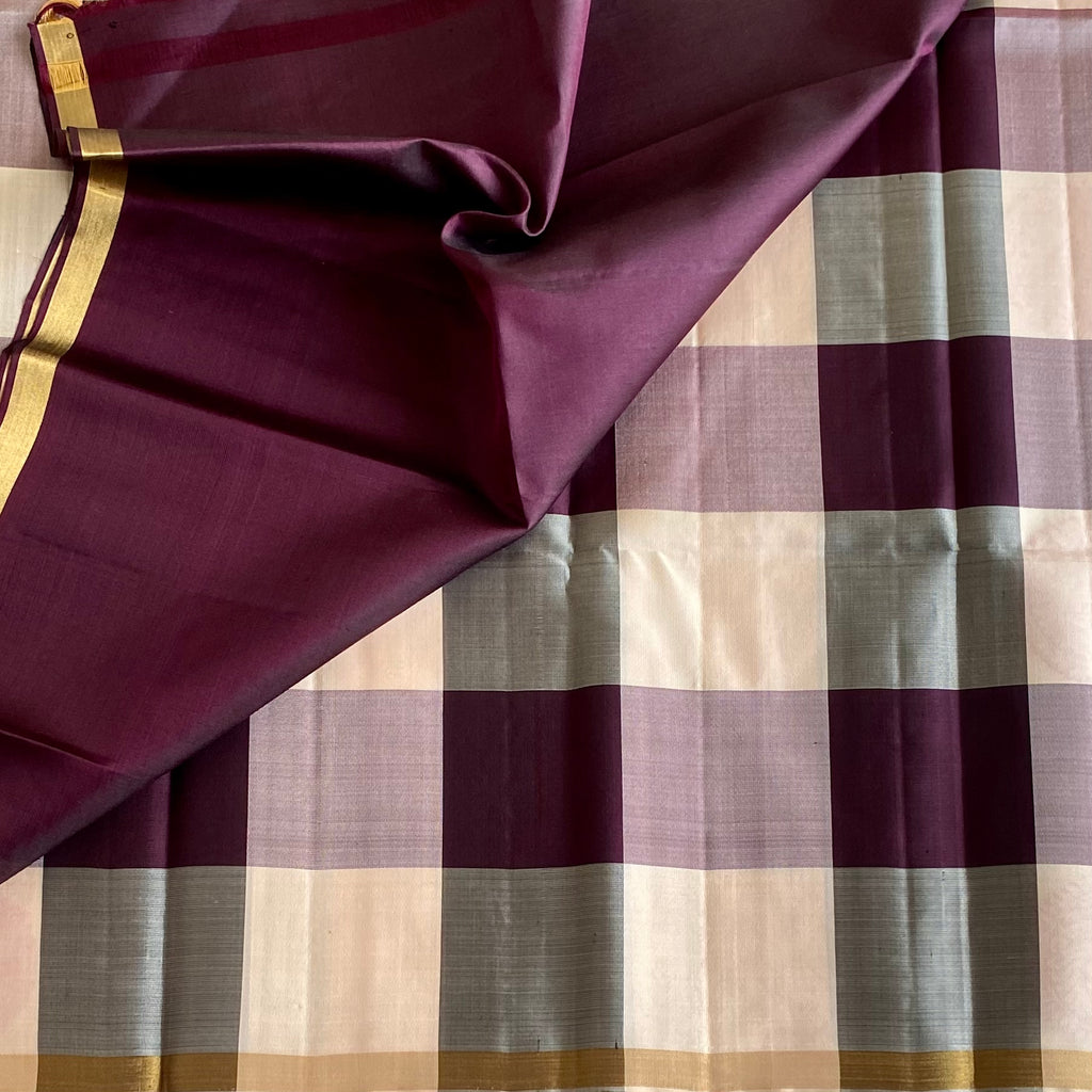 Deep Maroon Designer Pure Silk Saree With Antique Gold Zari Pallu