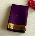 Royal Purple Woven Saree Gold Zari Brocade Border For Wedding