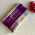 Deep Purple Kanjeevaram Pure Zari Silk Saree With Ivory Checks