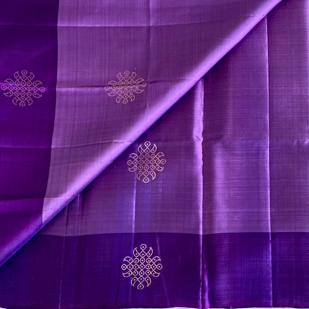 Royal Purple Designer Pure Silk Saree With Metallic Gold Jaal