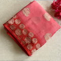 Ombre Coral with red lightest weight soft Georgette elegance
