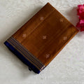Copper Brown Designer Pure Silk Saree With Midnight Navy Pallu
