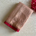 Pastel Rose Gold Banarasi Soft Crepe Silk With Rani Pink Pallu