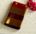 Deep vintage rust with wine brown retta pett designer Kanjeeram silk