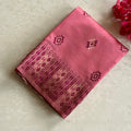 Rose Pink Silk Saree with Gold Zari Diamond Pallu Border